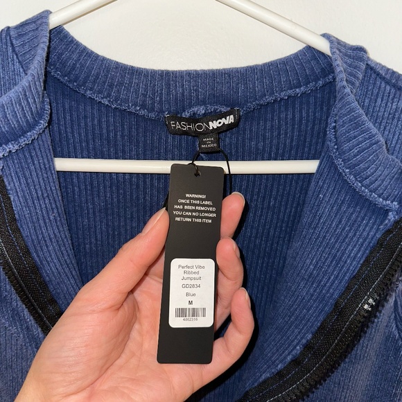 Fashion Nova Perfect Vibe Ribbed Jumpsuit - Blue - Picture 5 of 7